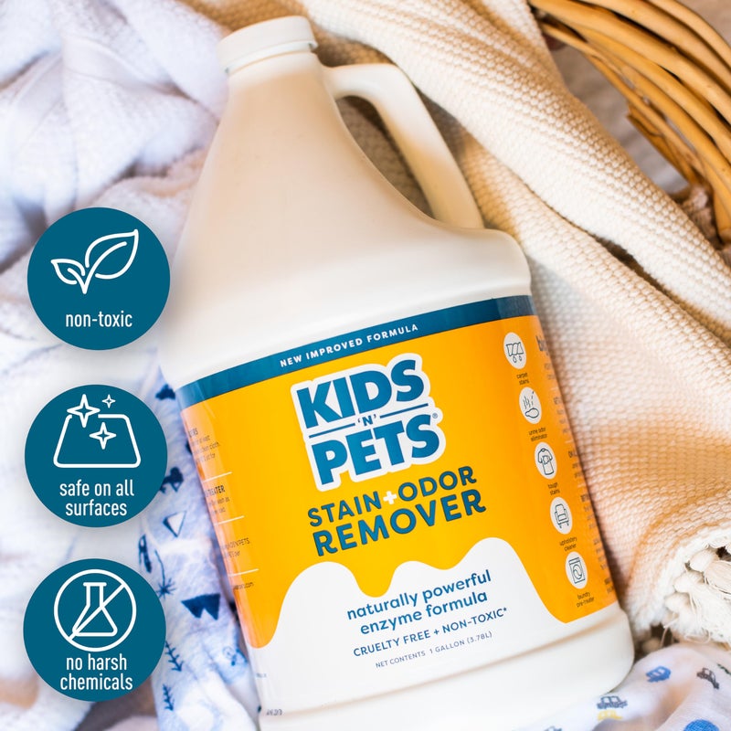 KIDS 'N' PETS Instant All-Purpose Stain & Odor Remover - Cleans Dog Pee, Cat Urine, Other Smells, Spots from Carpet, Couch, Mattress - Non-Toxic Chemicals & Child Safe Enzyme Cleaner - 1-Gallon - Image 5